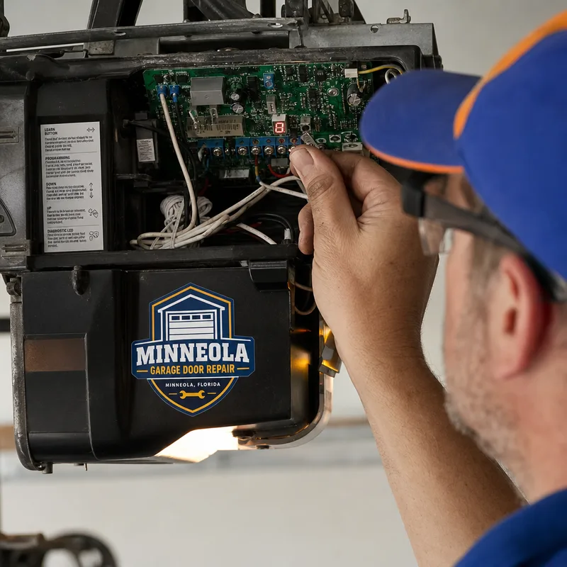 Aligned garage door photo-eye safety sensors with clean lenses and intact wiring