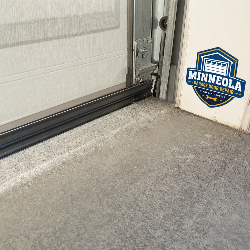 Vertical garage door track bracket fastened into framing with aligned rollers
