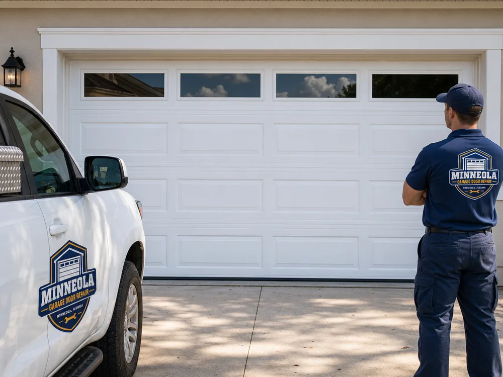 Finished modern insulated steel garage door with clean trim and bottom weather seal